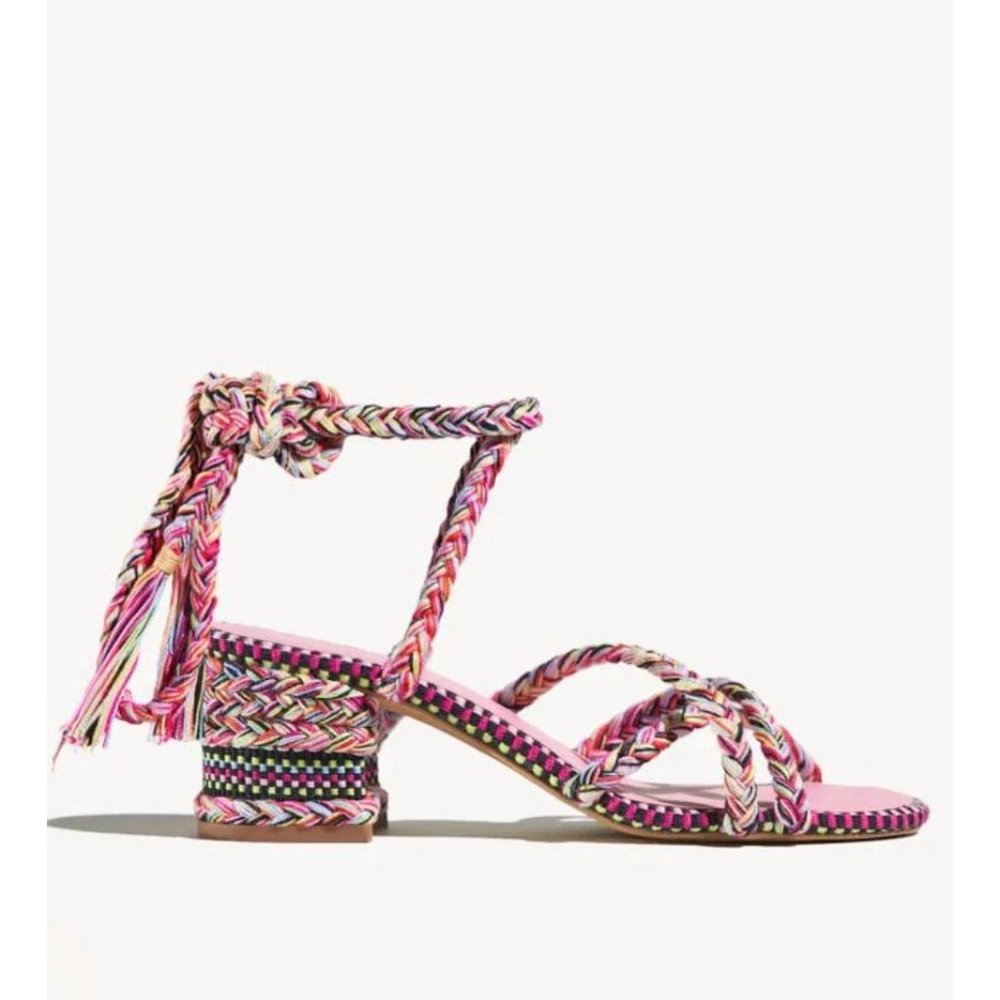 Anthropologie AMAMBAIH Isabel Braided Heel Sandals Pink Multiple Sizes - Picture 1 of 6